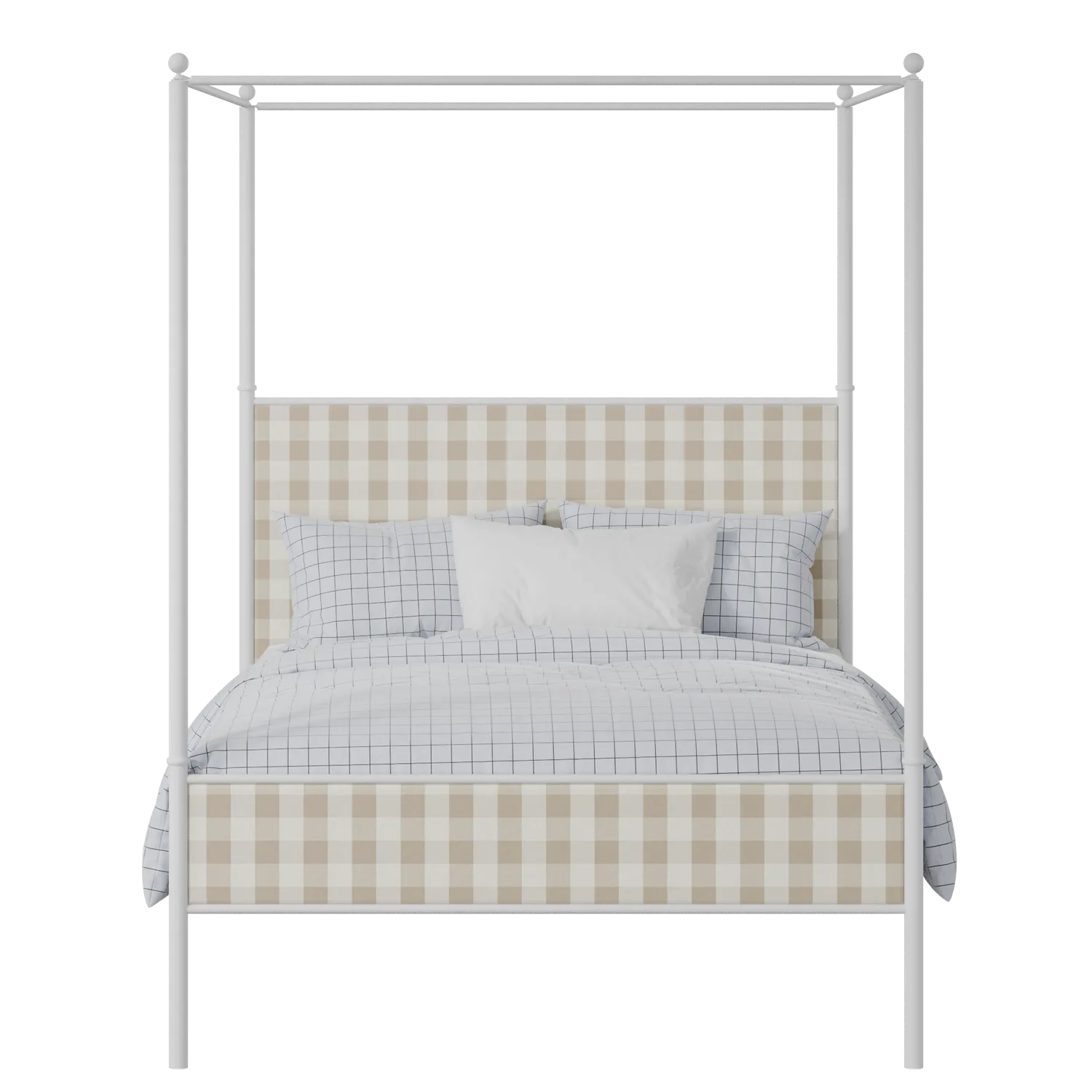 Reims Slim iron/metal upholstered bed in white with grey fabric