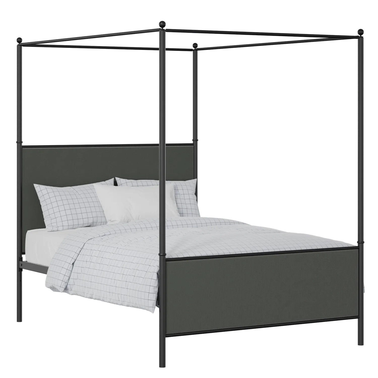 Reims iron/metal upholstered bed in black with iron fabric