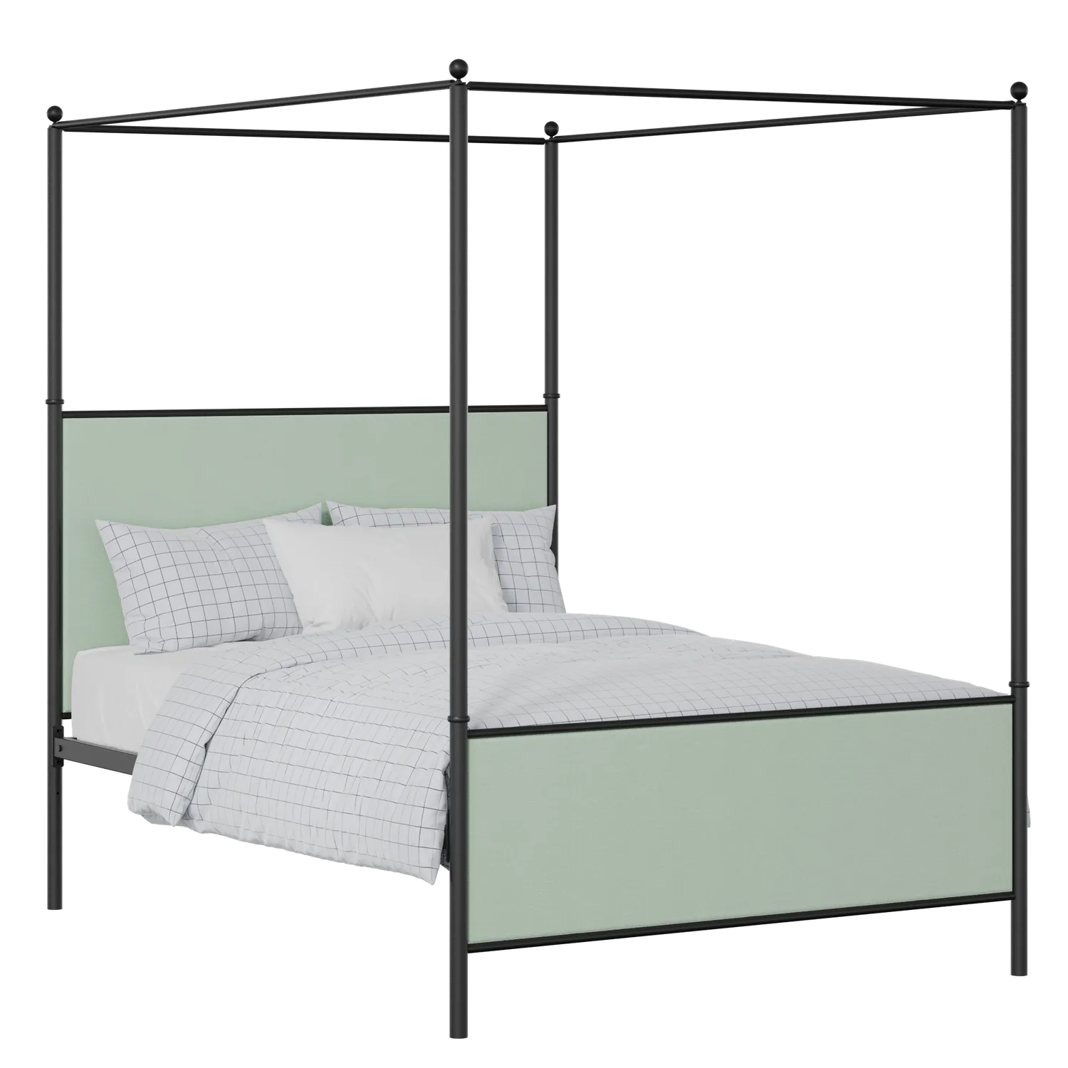 Reims iron/metal upholstered bed in black with mineral fabric