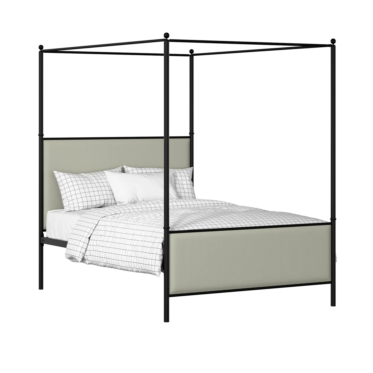 Reims iron/metal upholstered bed in black with mineral fabric