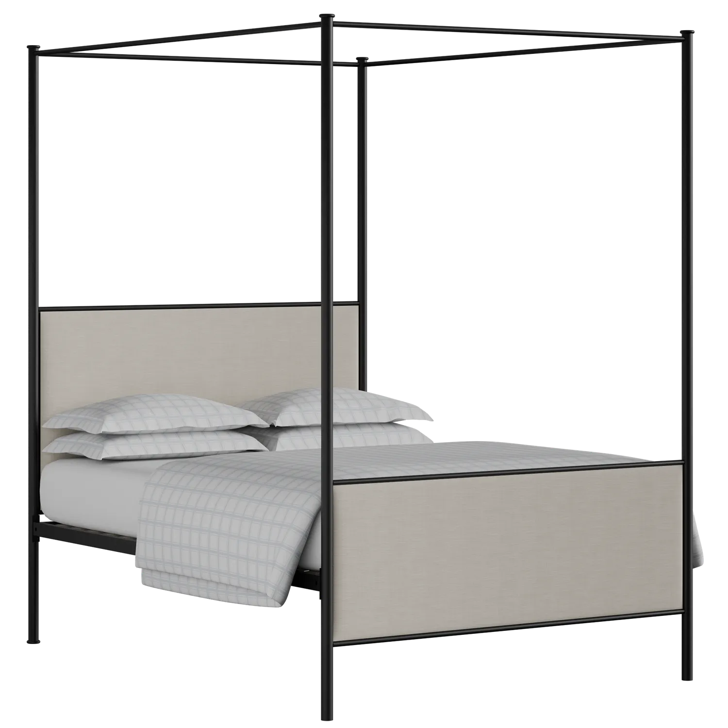 Reims iron/metal upholstered bed in black with mist fabric
