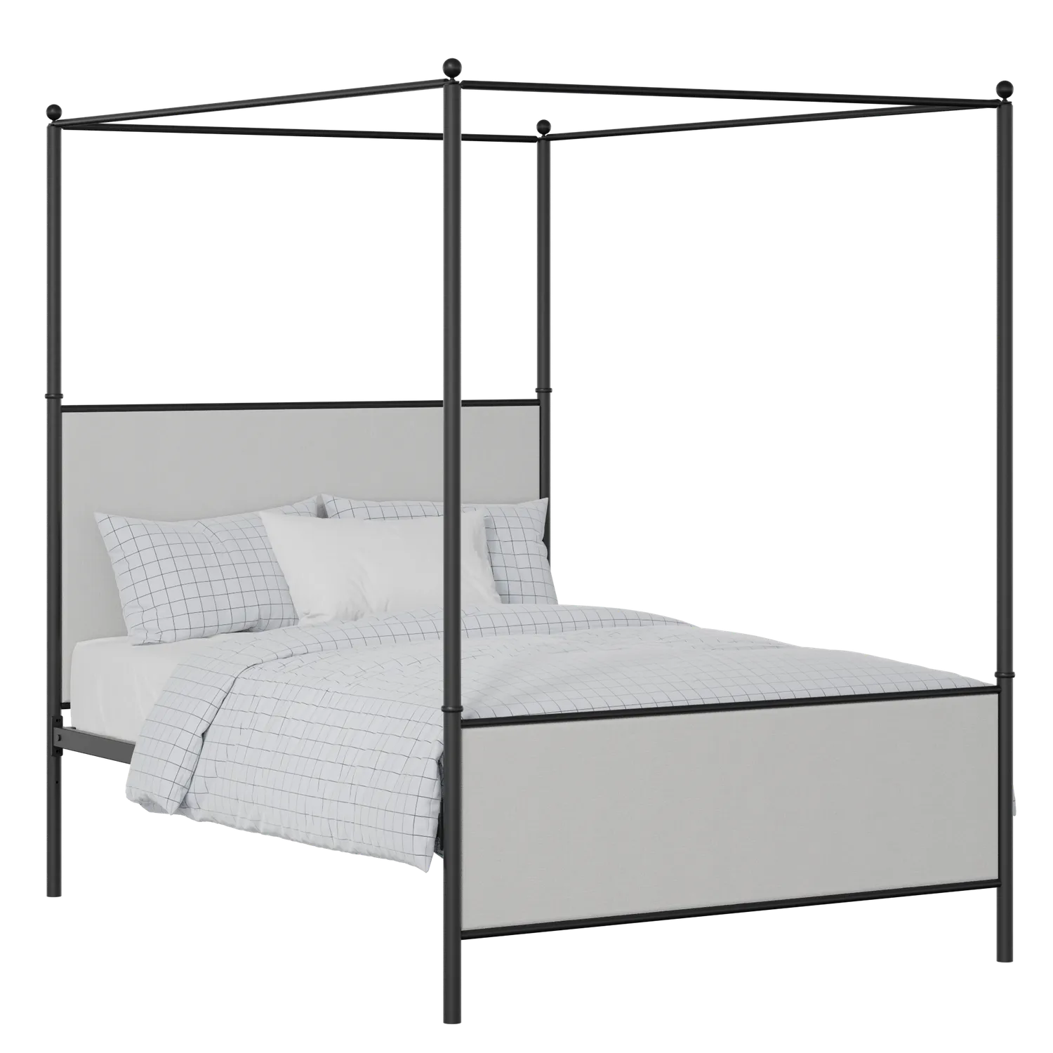 Reims iron/metal upholstered bed in black with silver fabric
