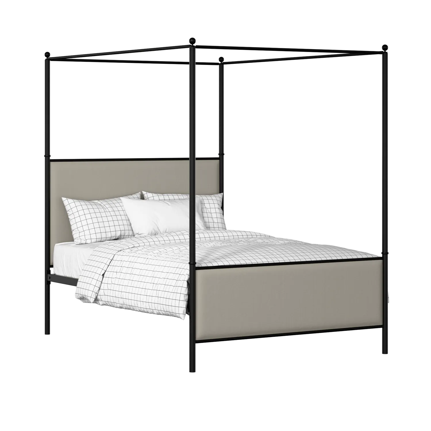 Reims iron/metal upholstered bed in black with silver fabric