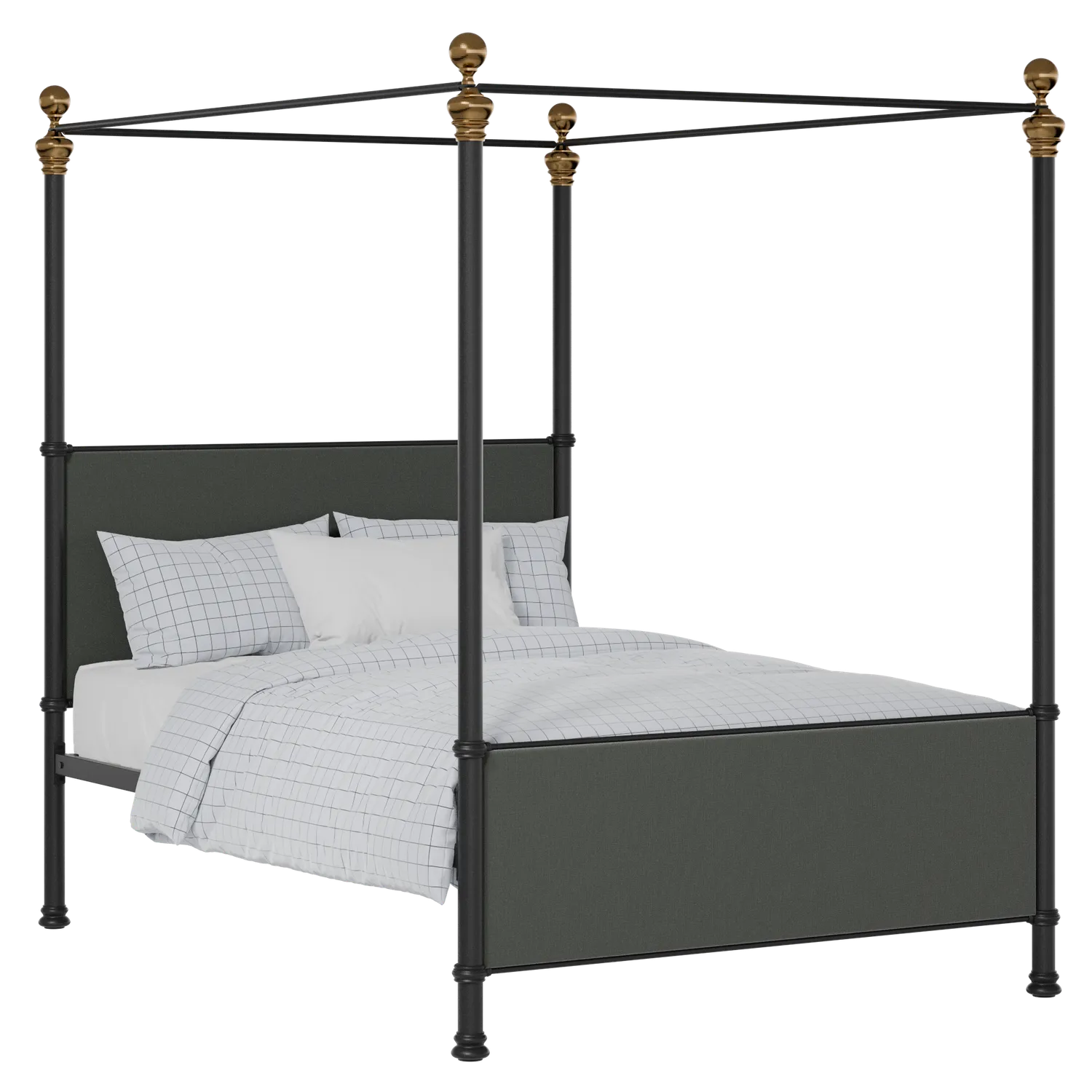 Riviere iron/metal upholstered bed in black with iron fabric