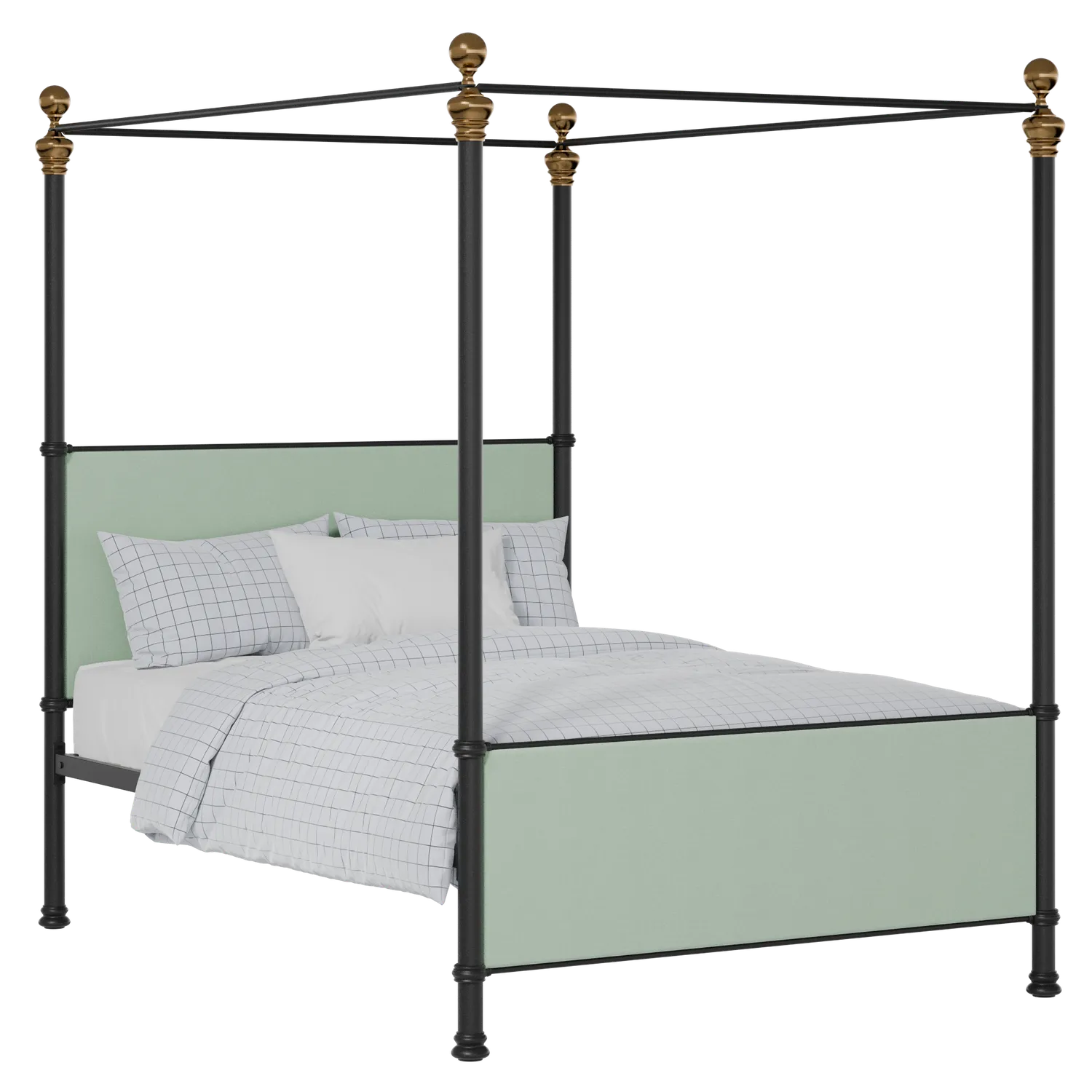 Riviere iron/metal upholstered bed in black with mineral fabric