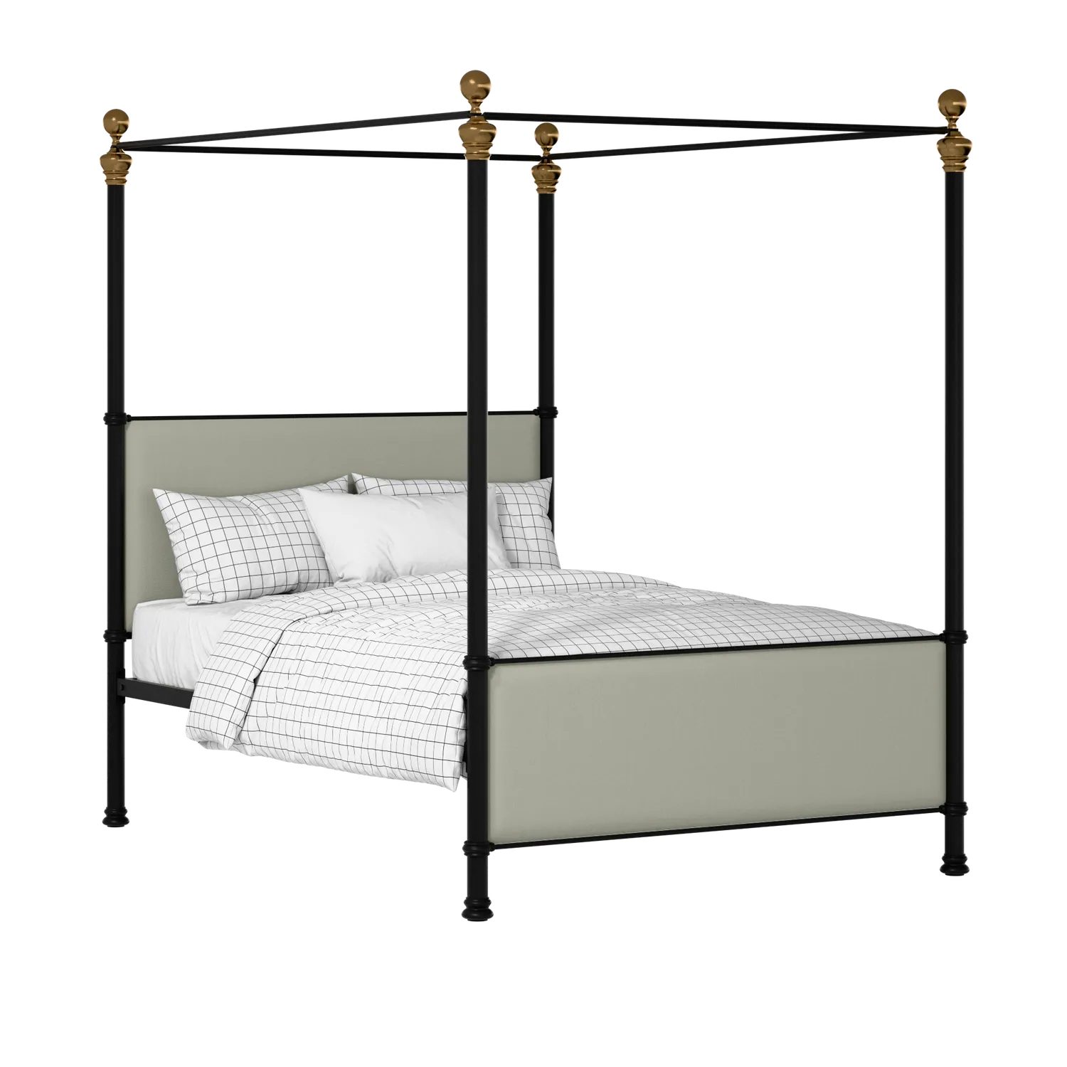 Riviere iron/metal upholstered bed in black with mineral fabric