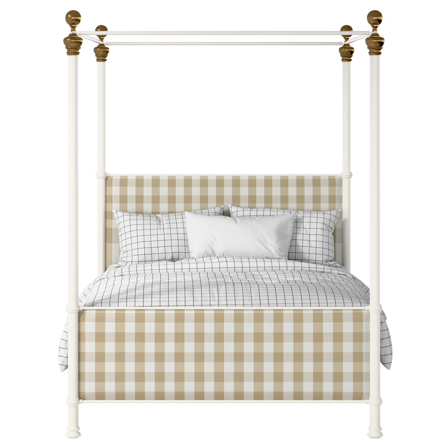 Riviere iron/metal upholstered bed in ivory with grey fabric