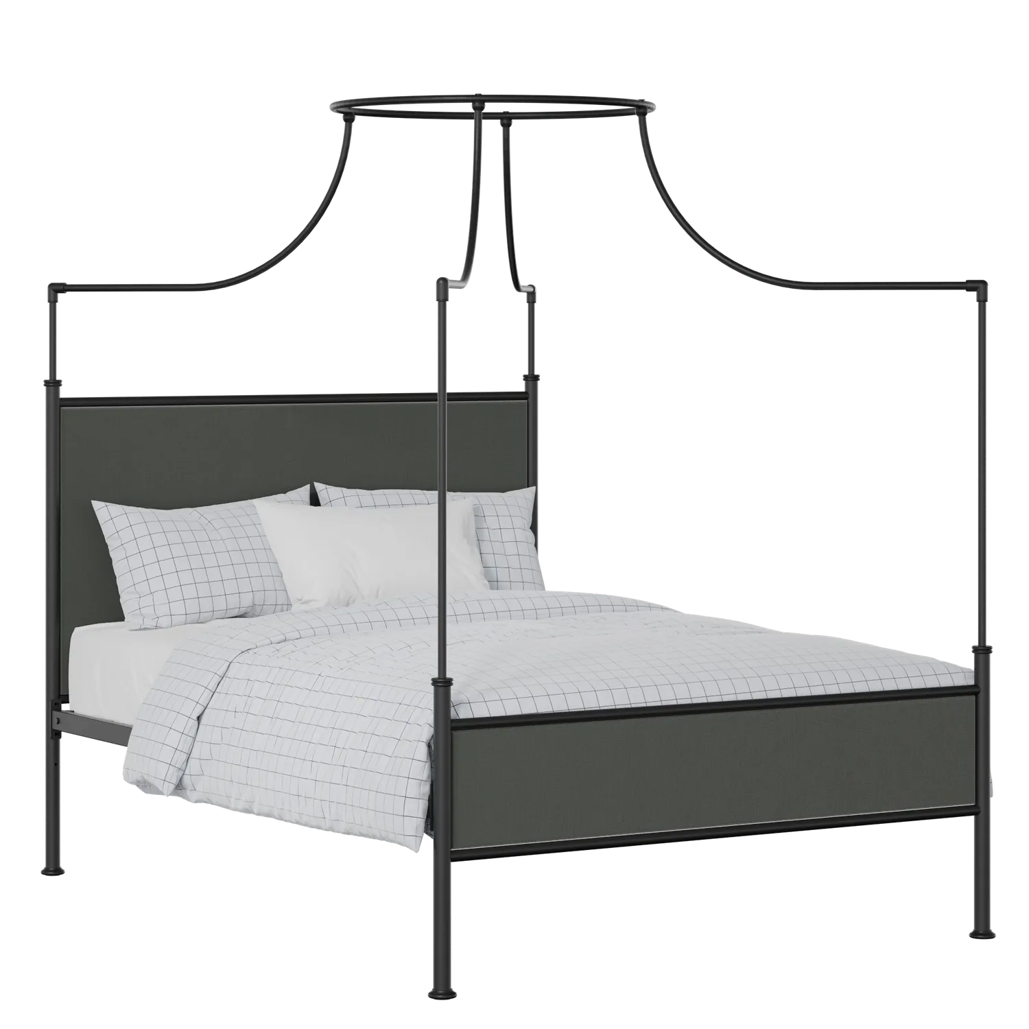 Waterloo Slim iron/metal upholstered bed in black with iron fabric