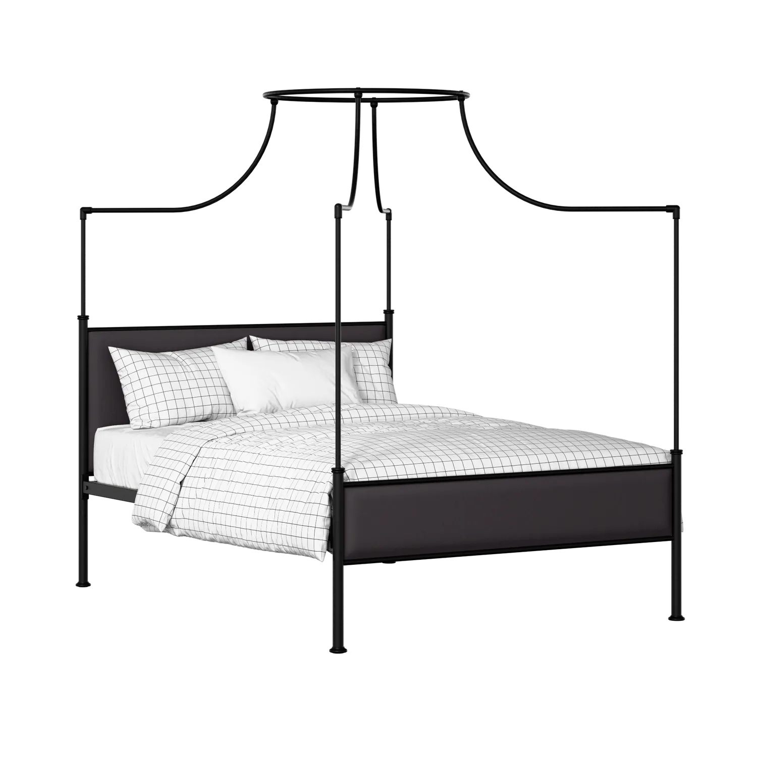 Waterloo Slim iron/metal upholstered bed in black with iron fabric