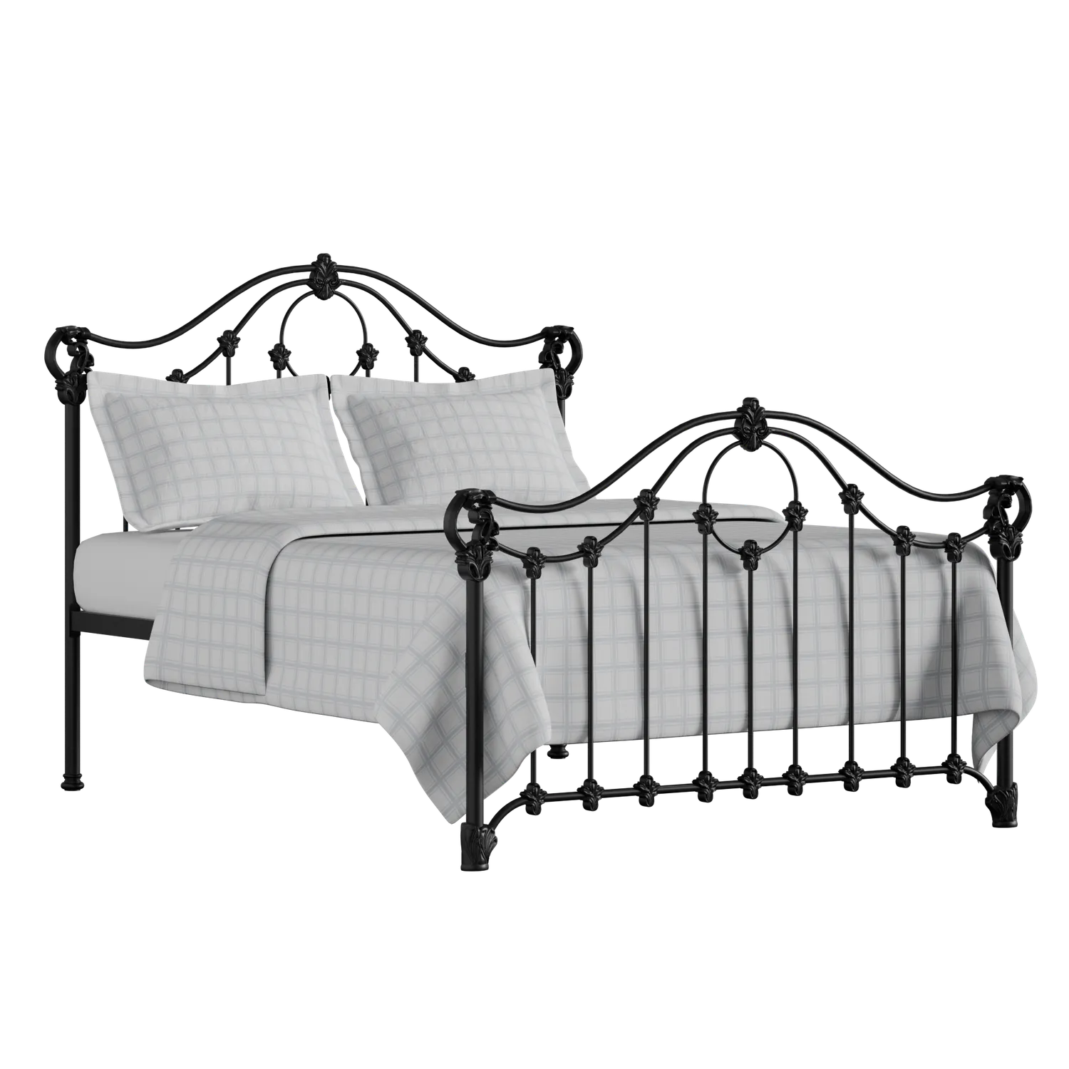 Alva iron/metal bed in black with Juno mattress