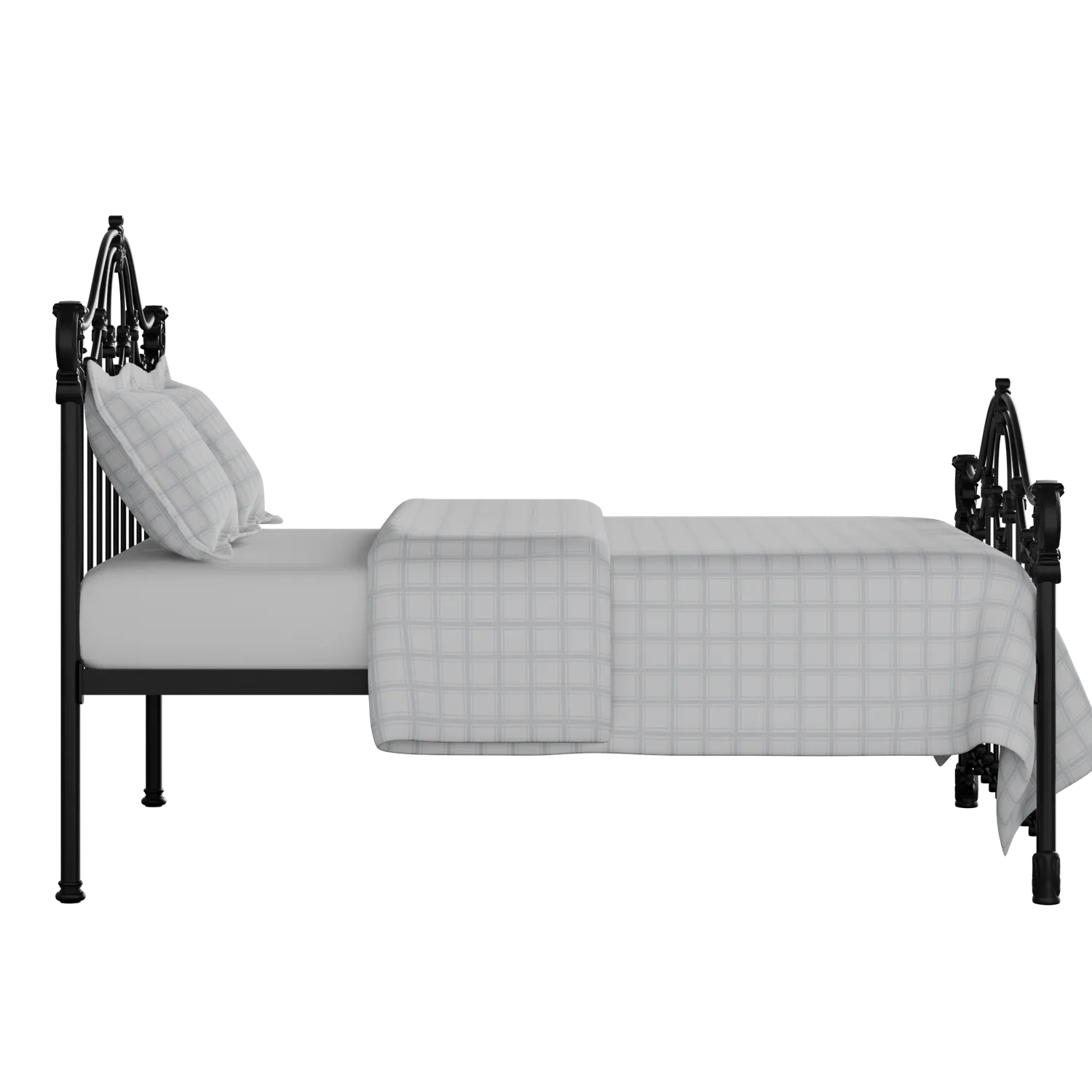 Alva iron/metal bed in black with Juno mattress