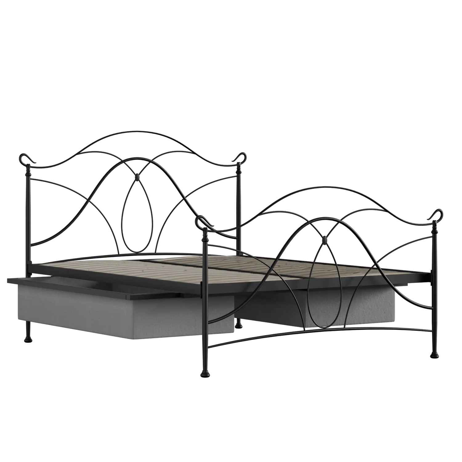 Ardo ijzeren bed in zwart met lades