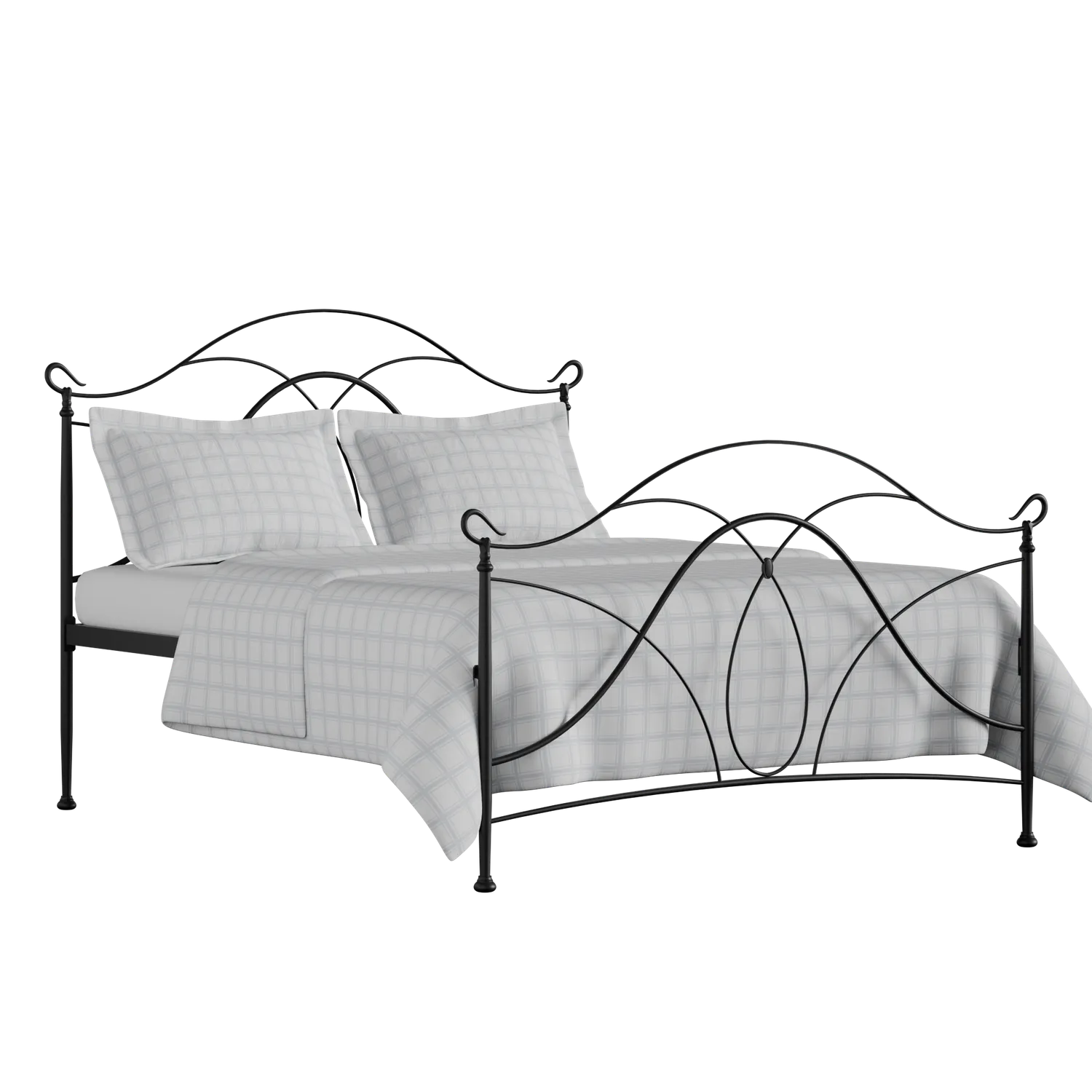 Ardo iron/metal bed in black with Juno mattress