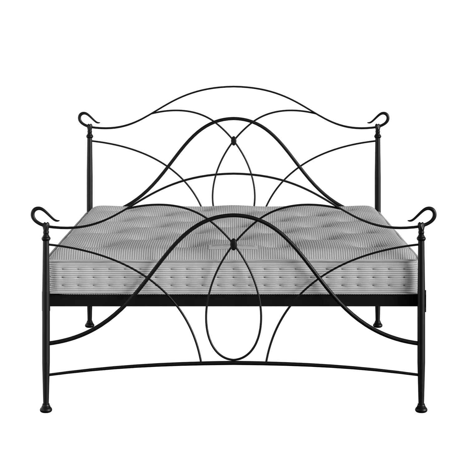 Ardo iron/metal bed in black with Juno mattress