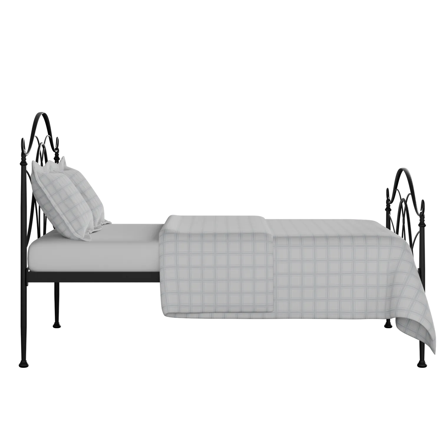 Ardo iron/metal bed in black with Juno mattress