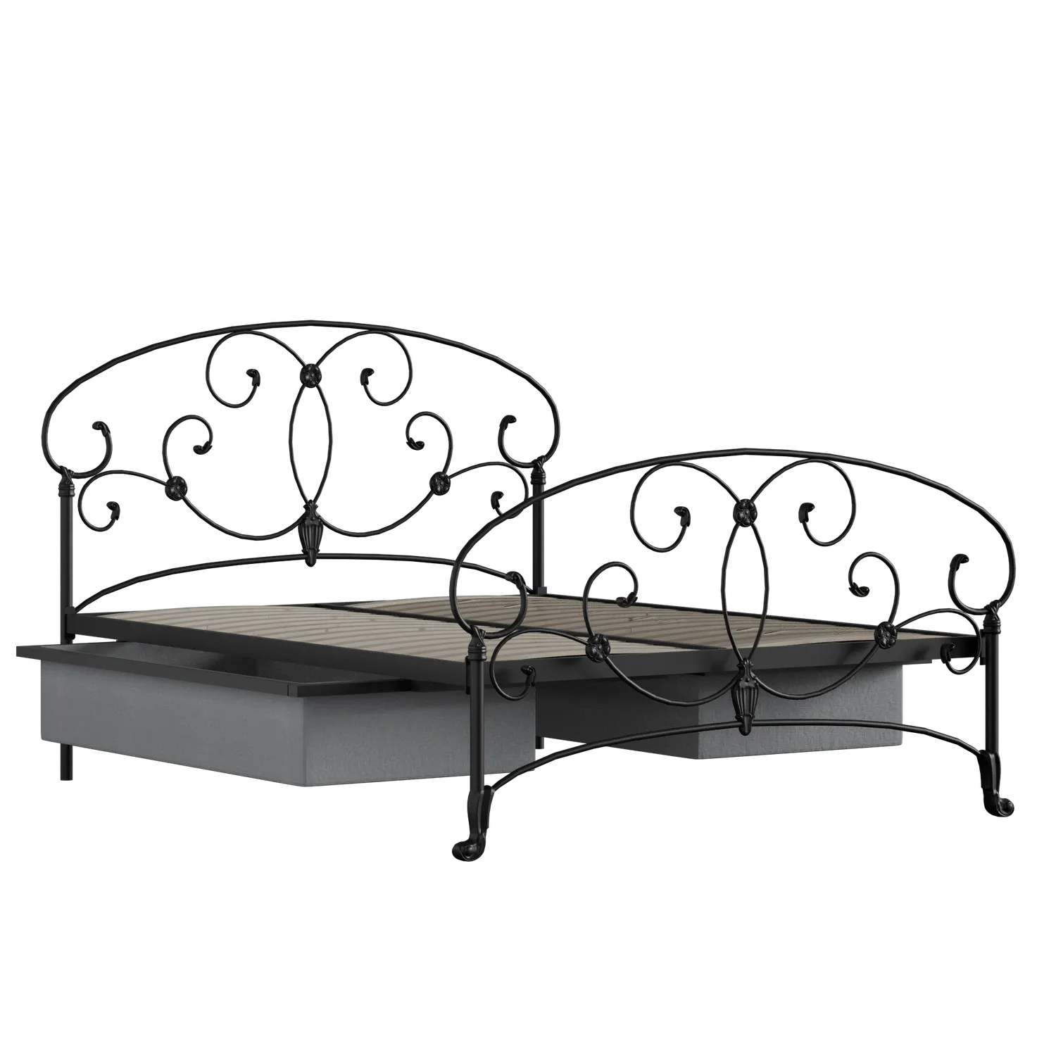 Arigna cama de metal en negro con cajones