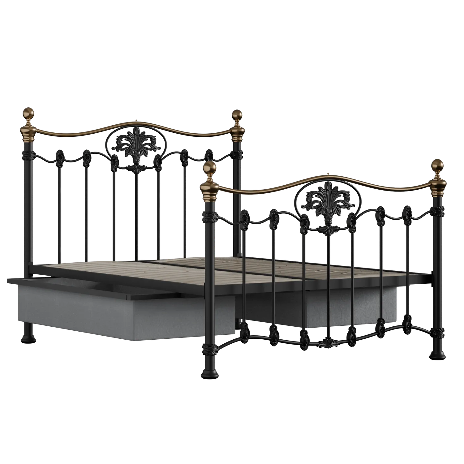 Camolin ijzeren bed in zwart met lades