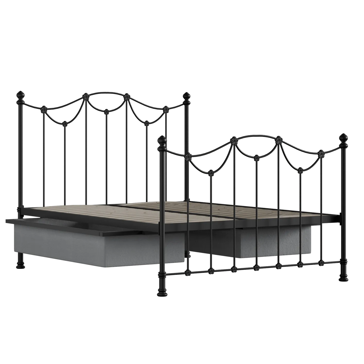 Carie ijzeren bed in zwart met lades