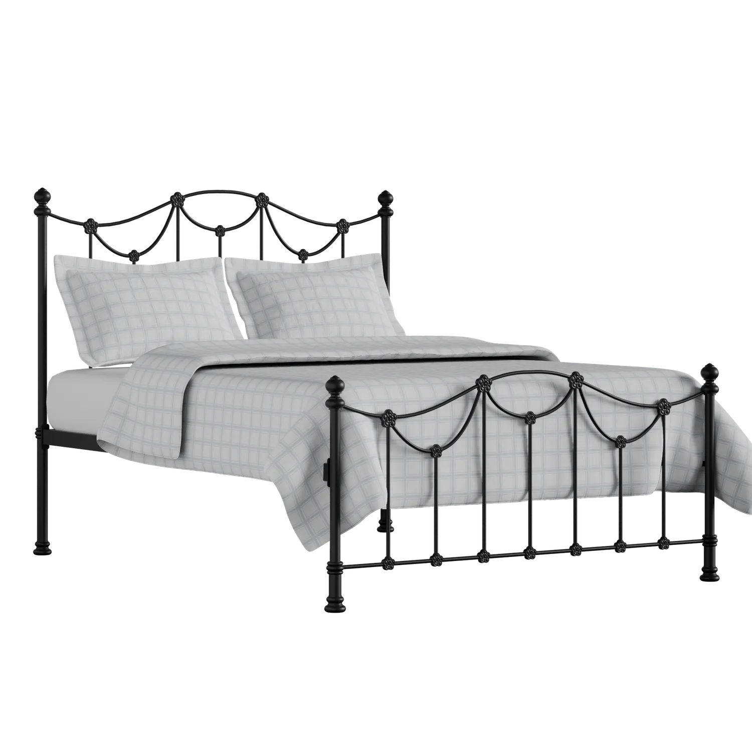 Carie Low Footend iron/metal bed in black with Juno mattress