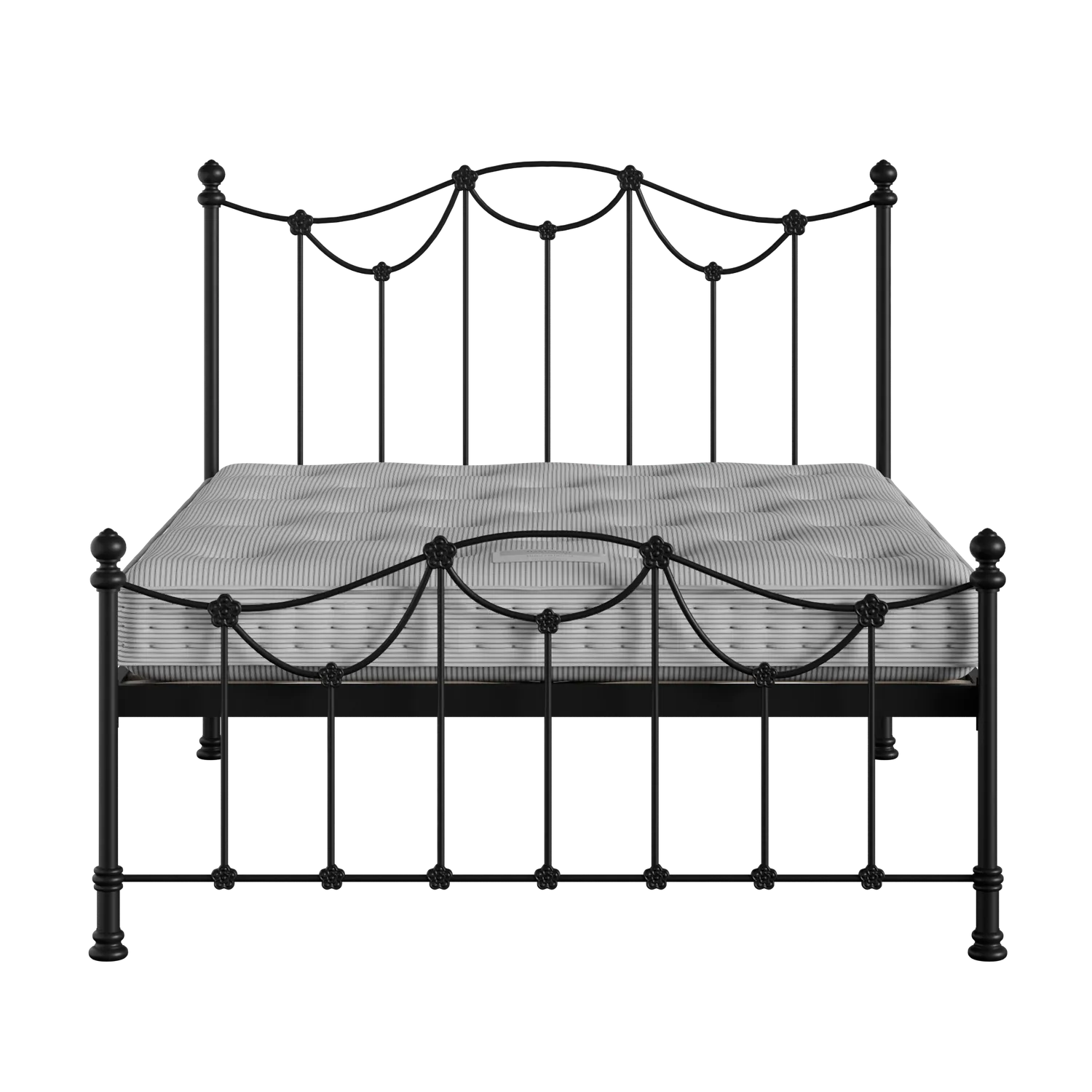 Carie Low Footend iron/metal bed in black with Juno mattress