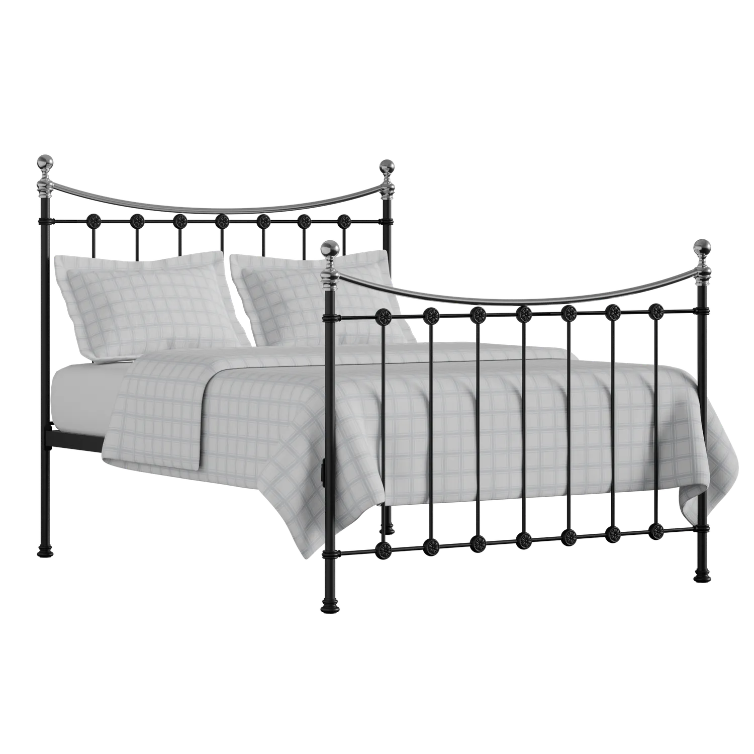 Carrick Chromo iron/metal bed in black with Juno mattress