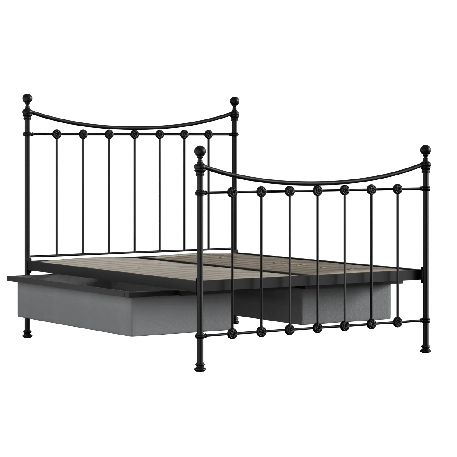 Carrick Solo ijzeren bed in zwart met lades