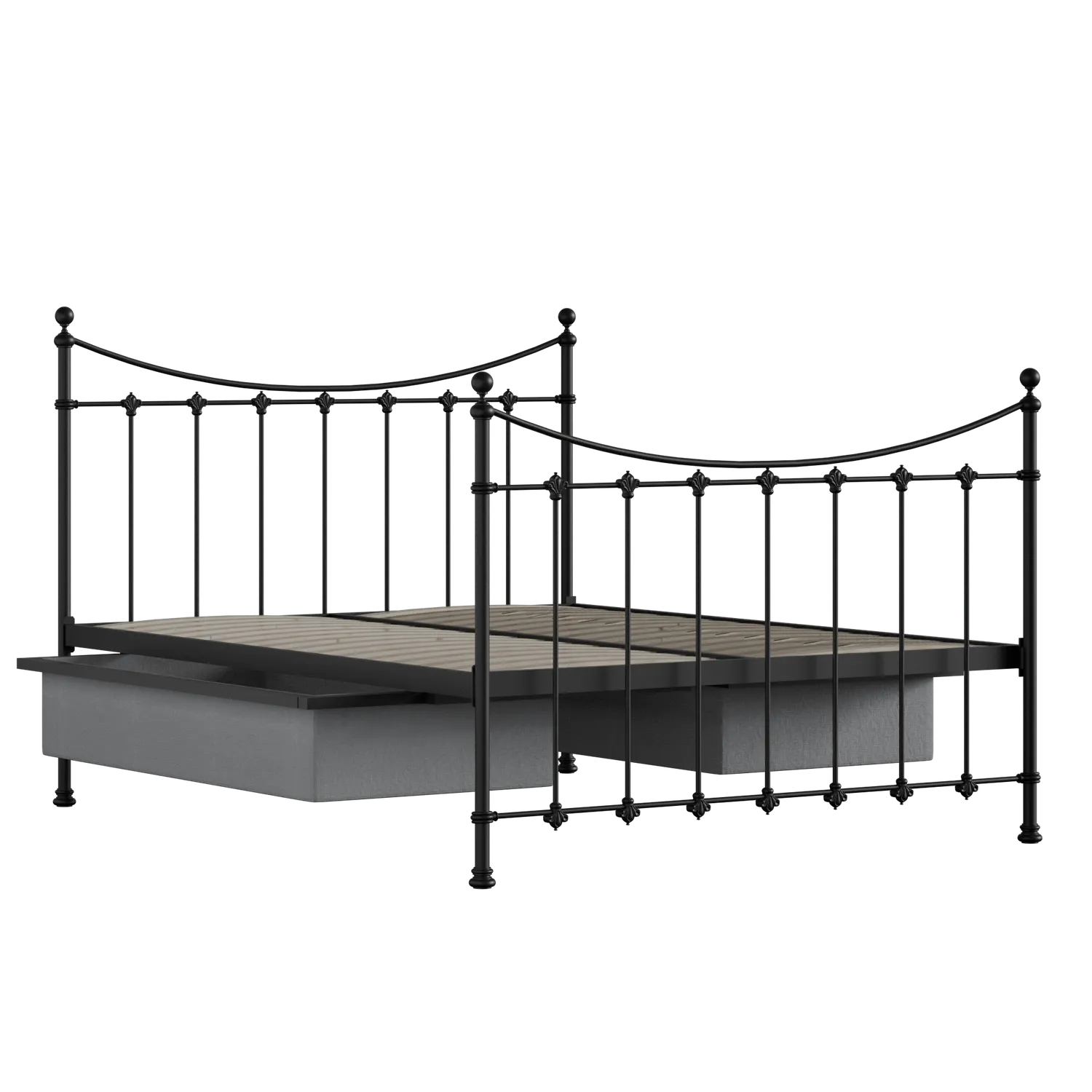 Chatsworth iron/metal bed in black with drawers