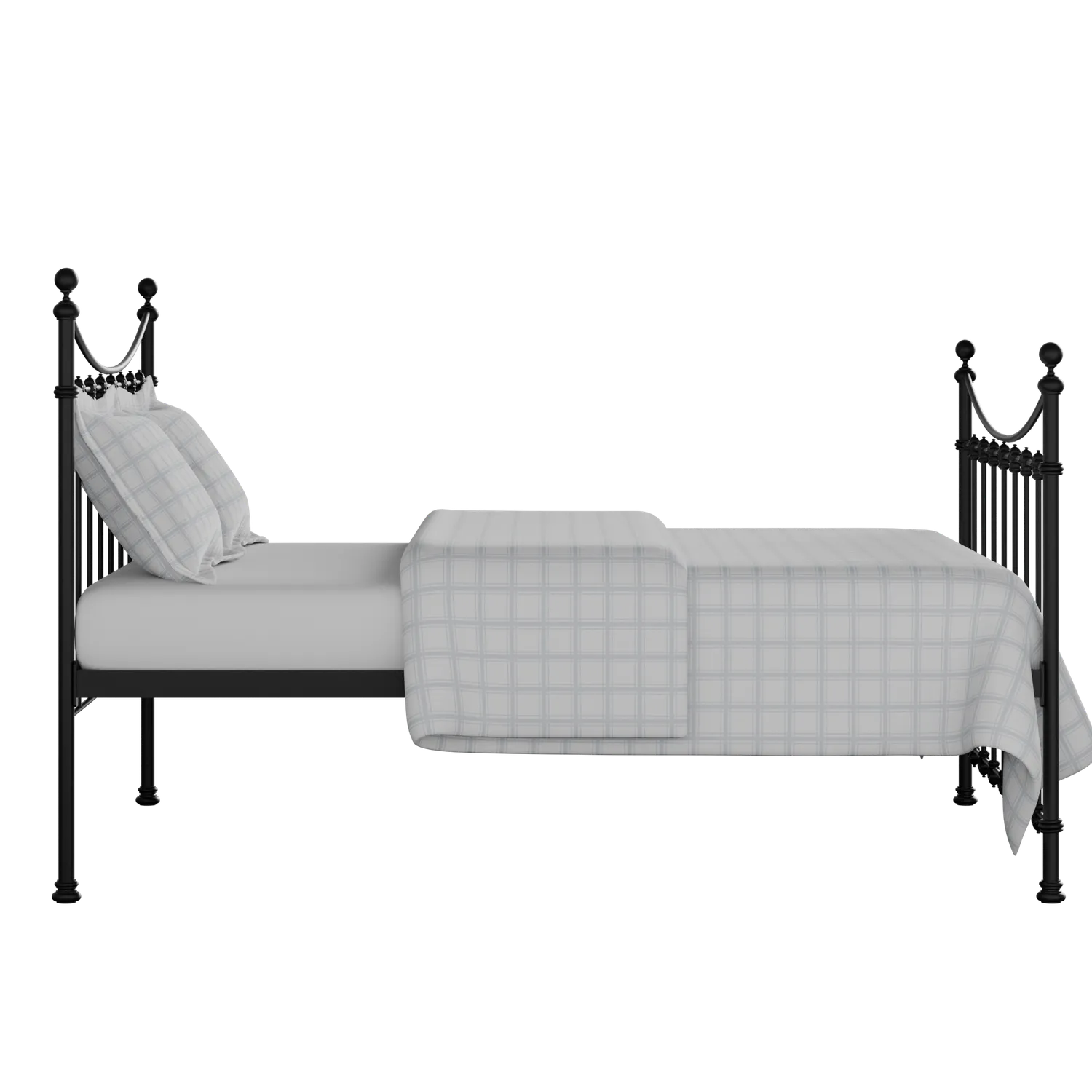 Chatsworth ijzeren bed in zwart met matras