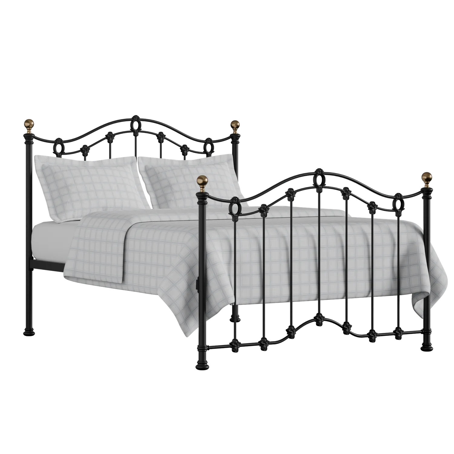 Clarina iron/metal bed in black with Juno mattress