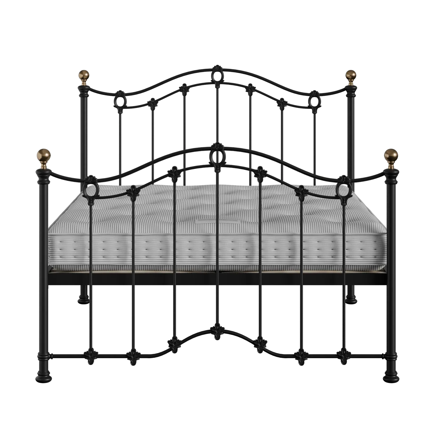 Clarina iron/metal bed in black with Juno mattress