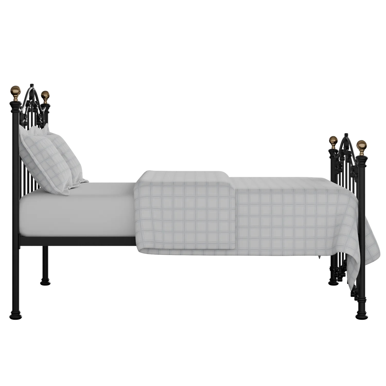 Clarina iron/metal bed in black with Juno mattress