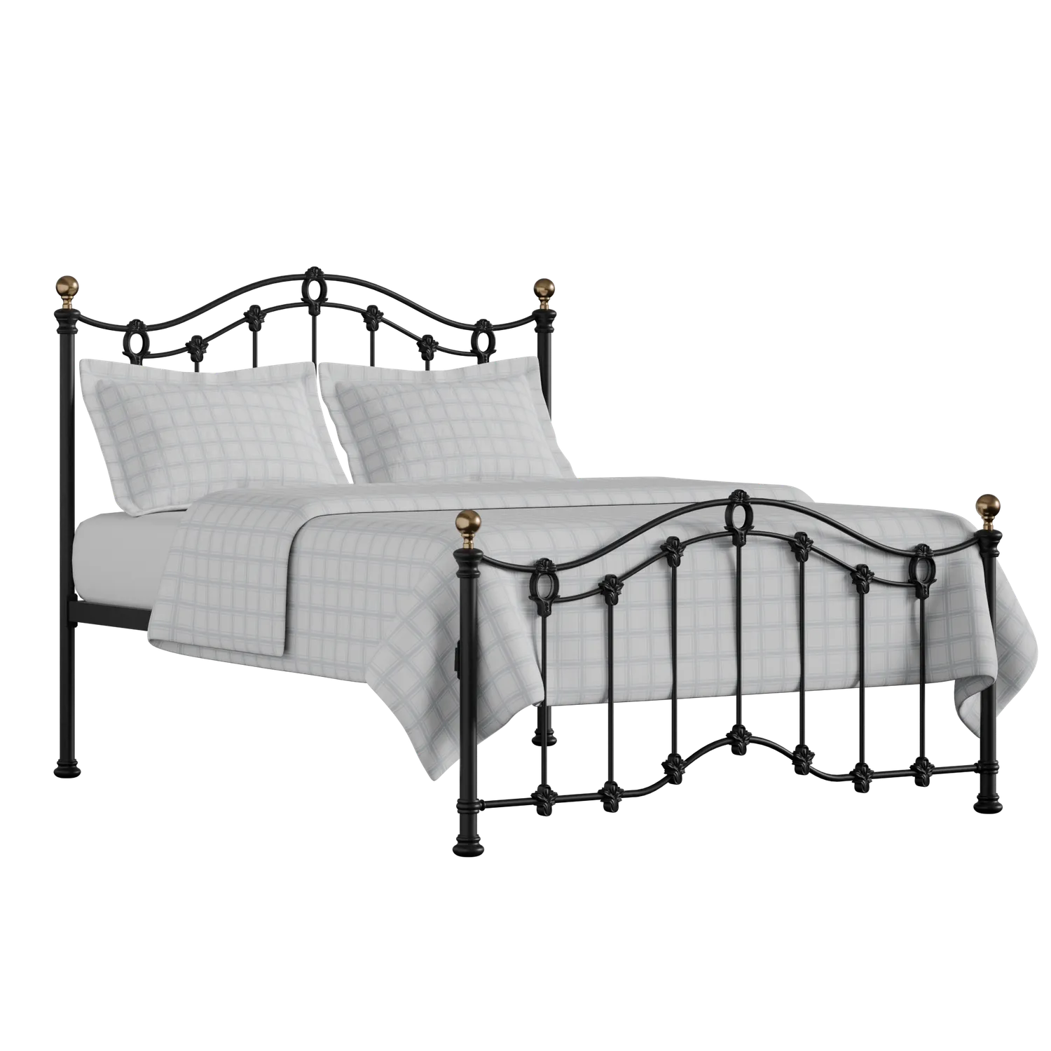Clarina Low Footend cama de metal en negro con colchón