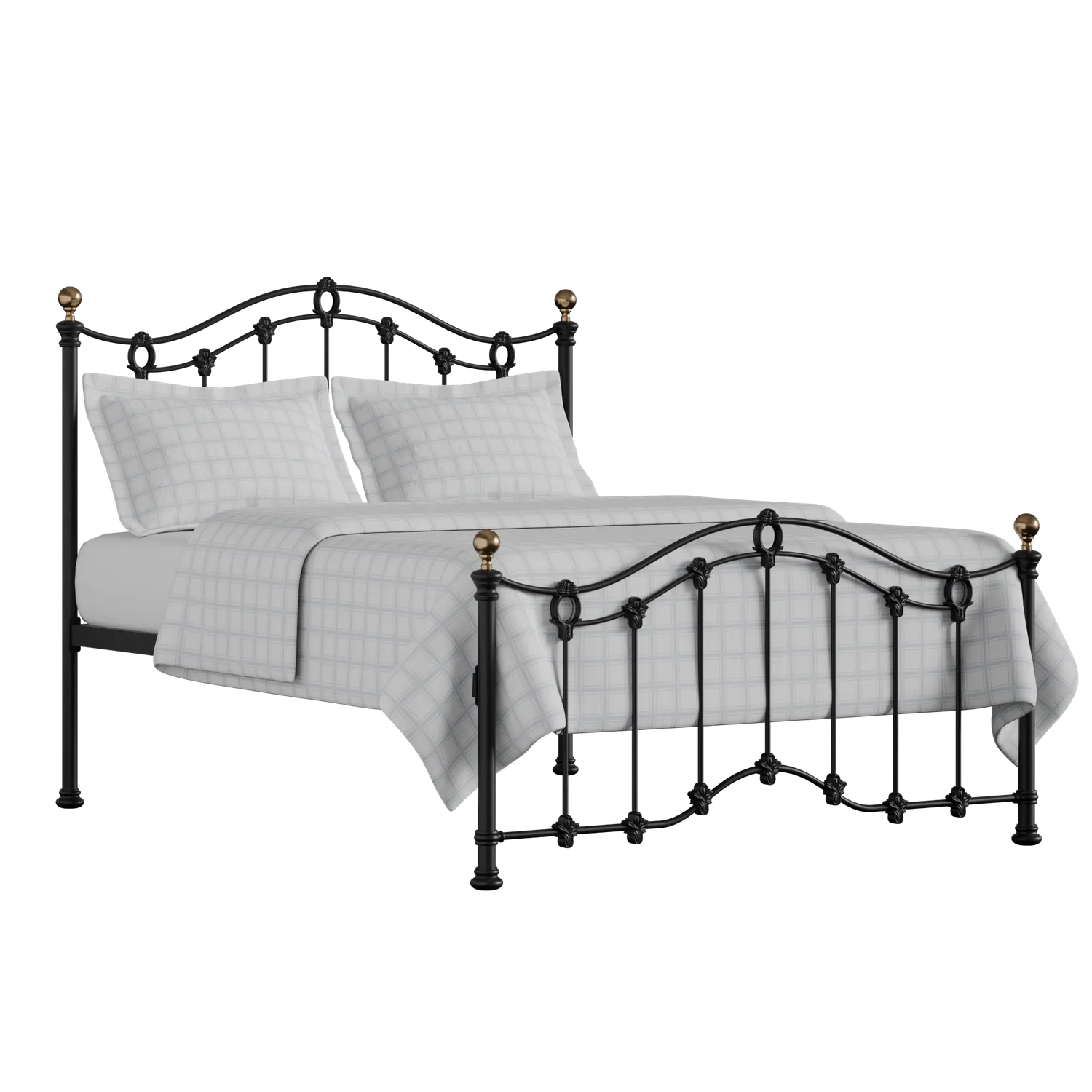 Clarina Low Footend iron/metal bed in black with Juno mattress