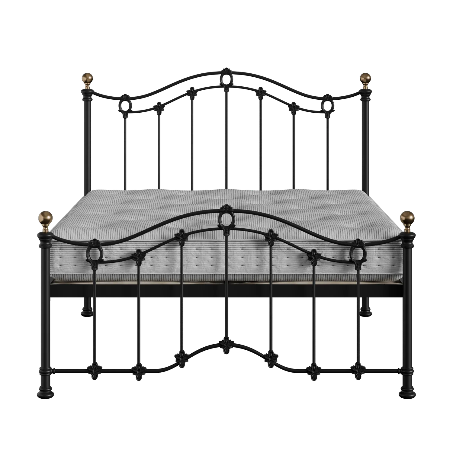 Clarina Low Footend iron/metal bed in black with Juno mattress