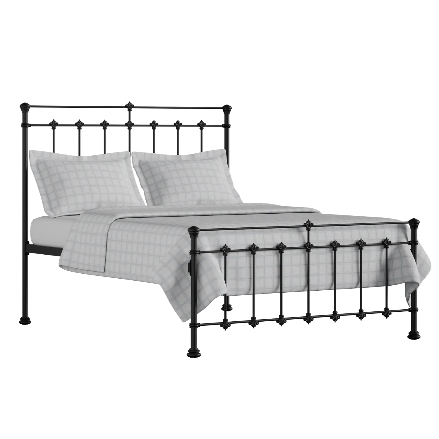 Edwardian cama de metal en negro con colchón