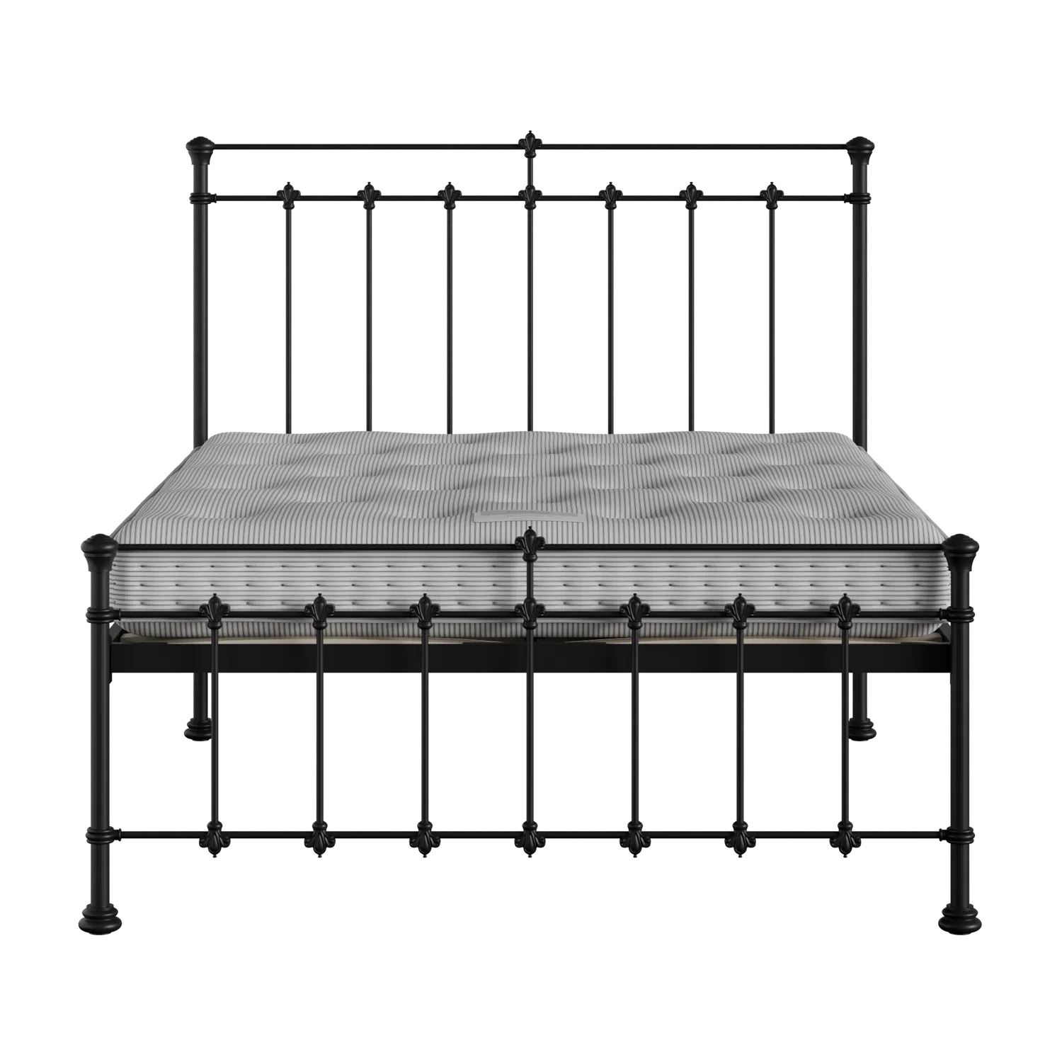 Edwardian cama de metal en negro con colchón