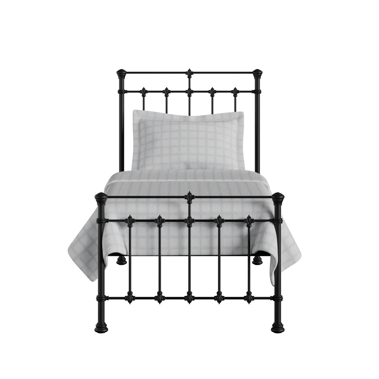 Edwardian cama individual de metal en negro