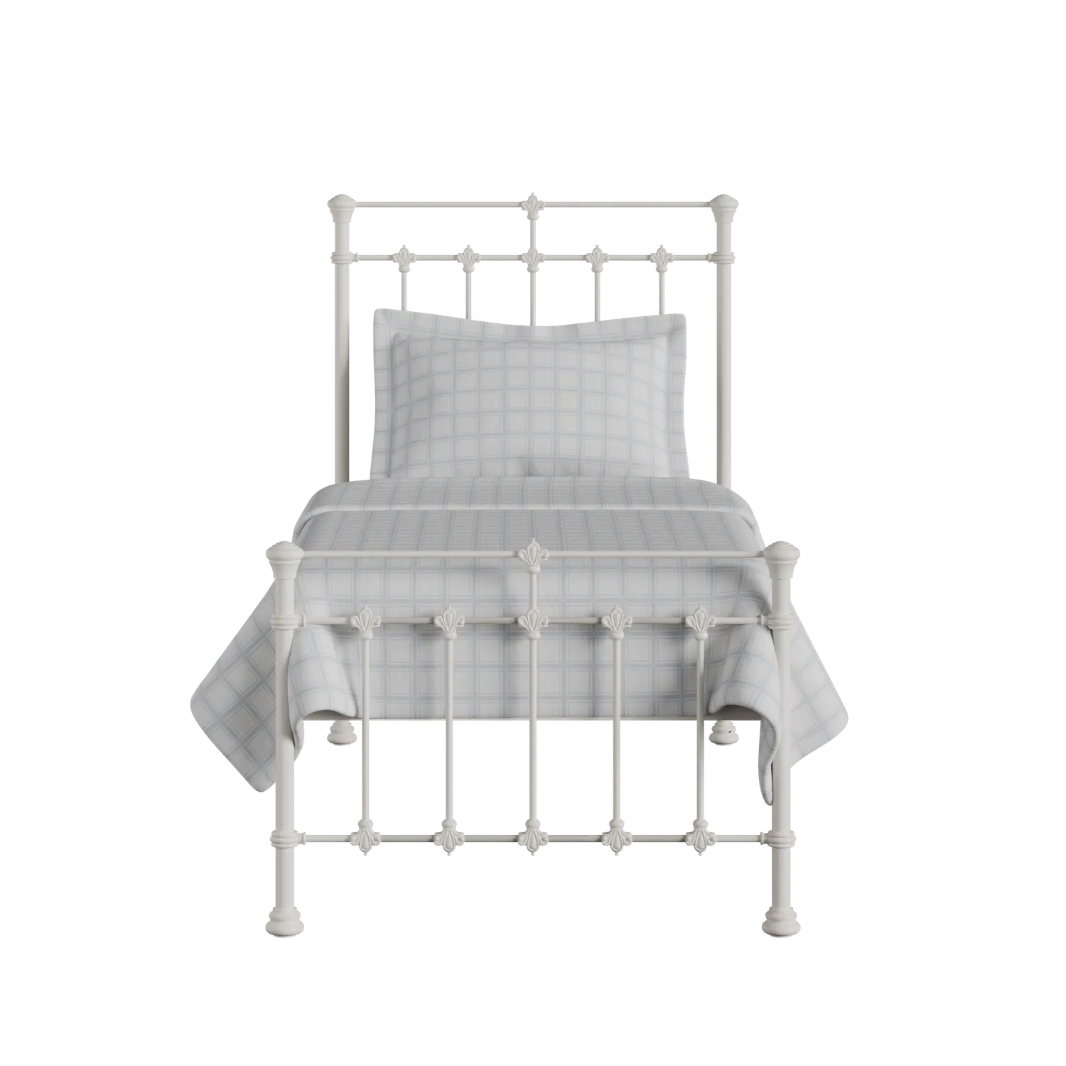 Edwardian cama individual de metal en crema