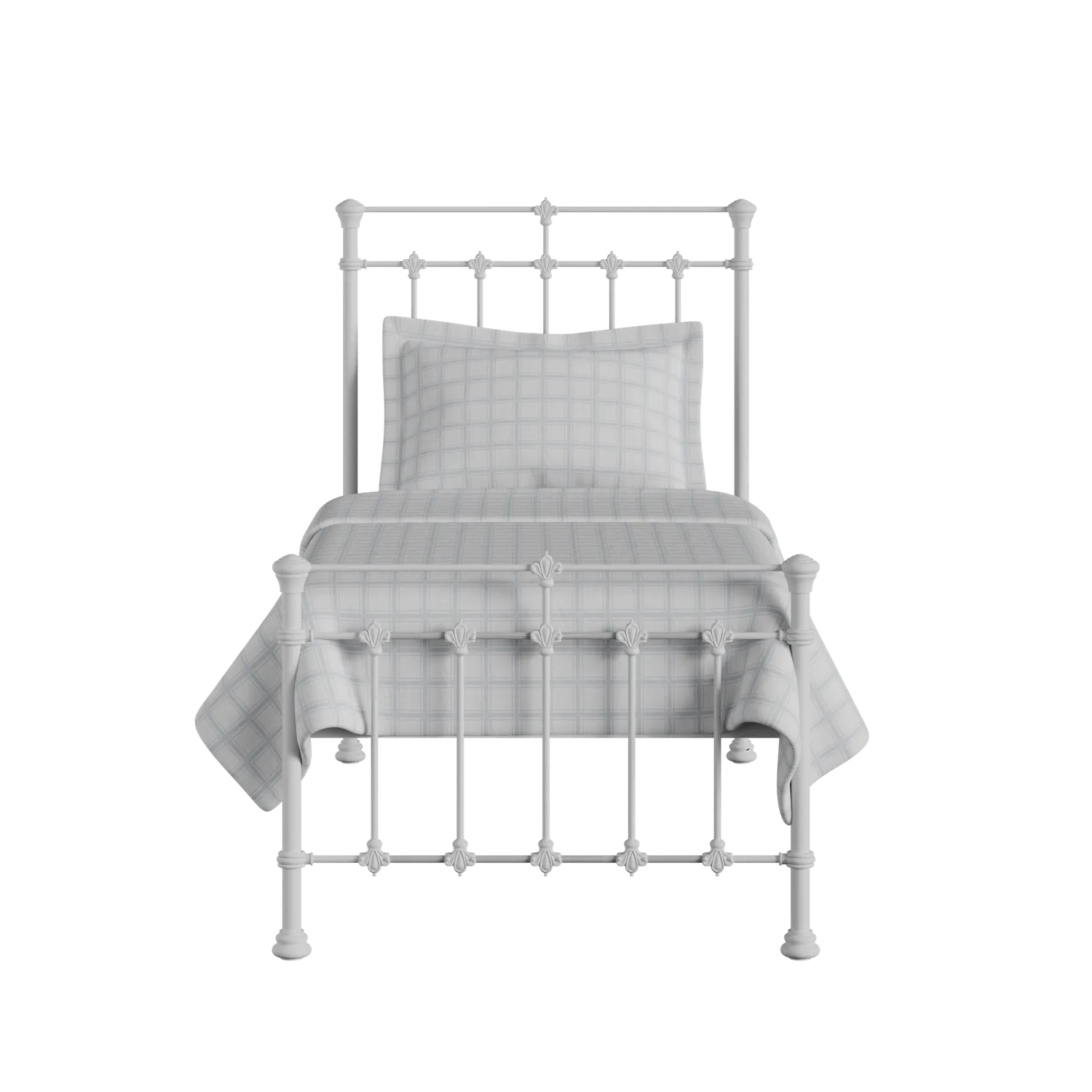 Edwardian cama individual de metal en blanco