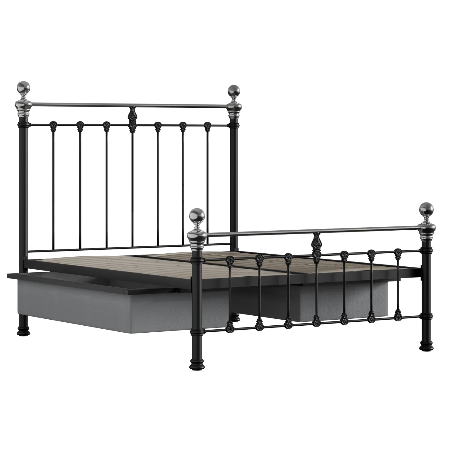 Hamilton Chromo Low Footend Metallbett in Schwarz mit Schubladen