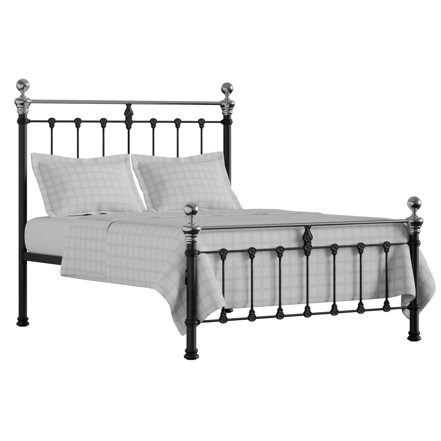 Hamilton Chromo Low Footend iron/metal bed in black with Juno mattress