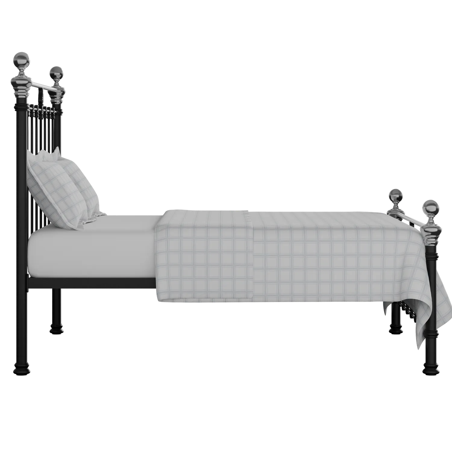 Hamilton Chromo Low Footend iron/metal bed in black with Juno mattress