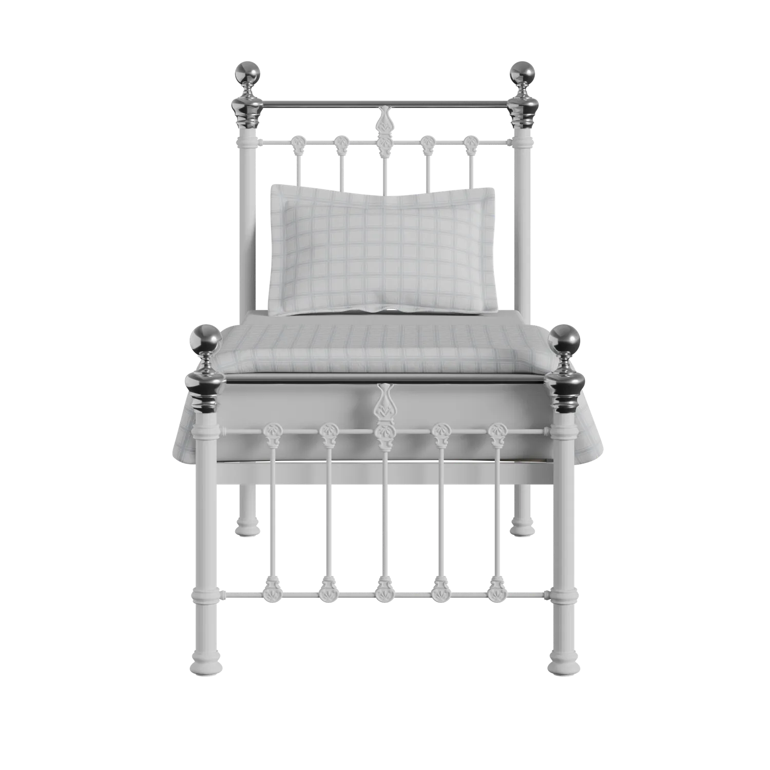 Hamilton Chromo Low Footend iron/metal single bed in white