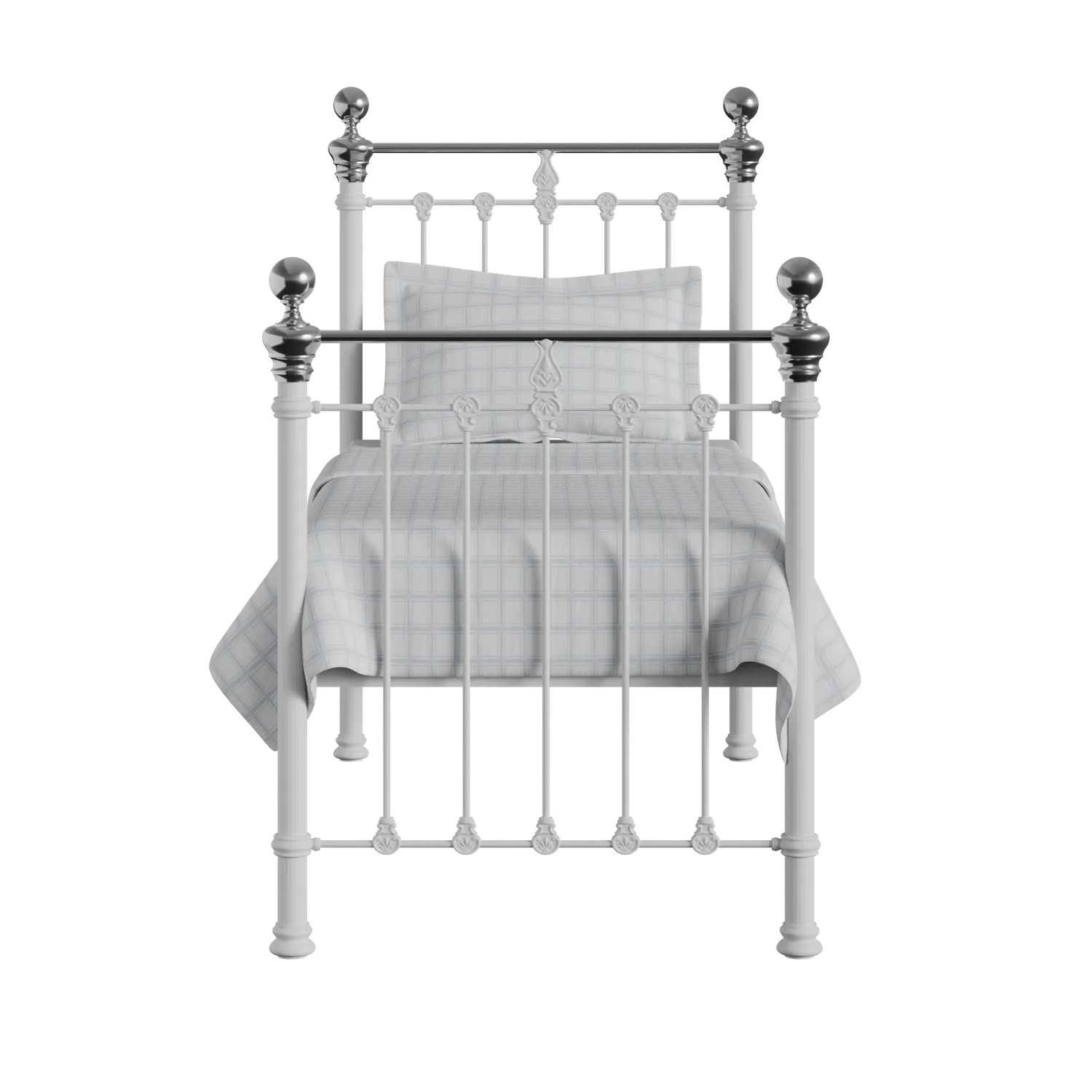 Hamilton Chromo cama individual de metal en blanco