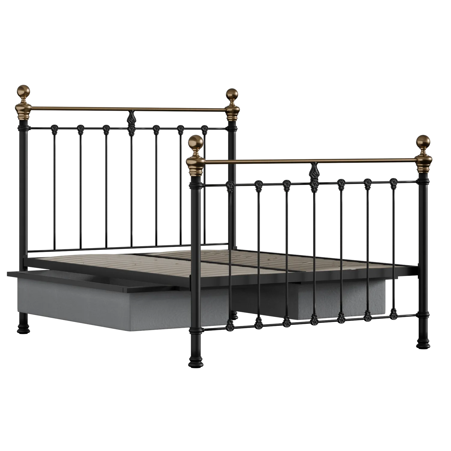 Hamilton ijzeren bed in zwart met lades