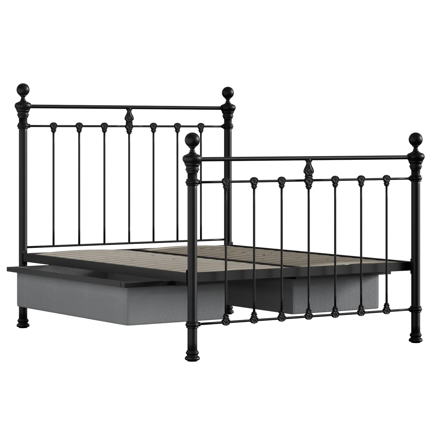 Hamilton Solo cama de metal en negro con cajones