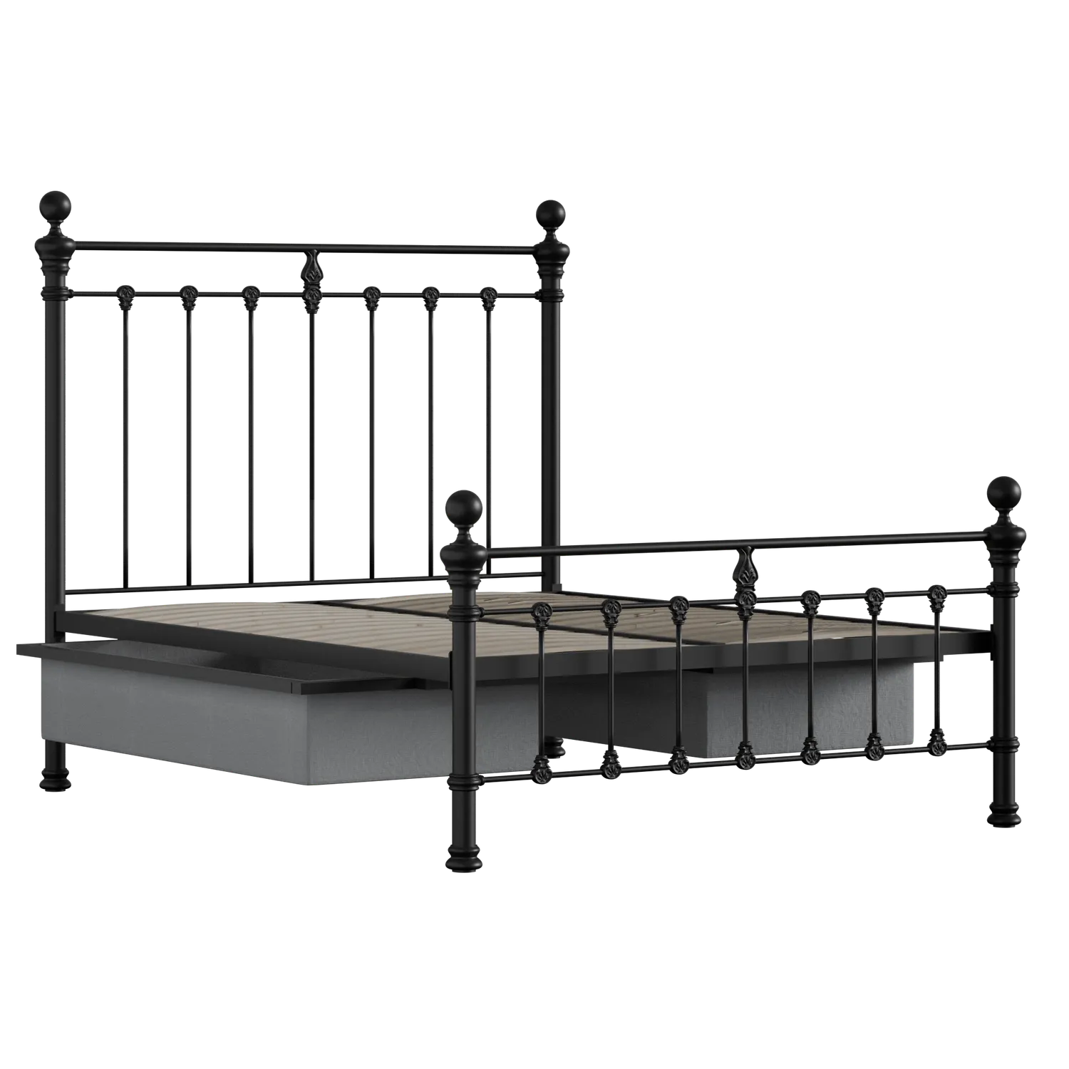 Hamilton Solo Low Footend cama de metal en negro con cajones