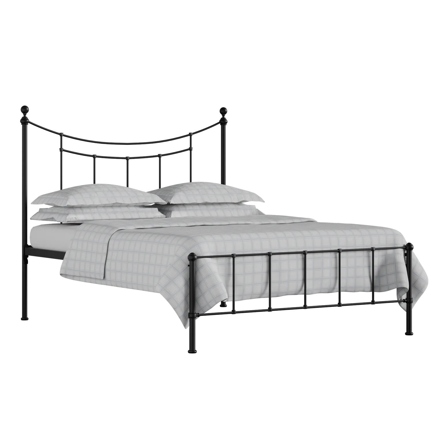 Isabelle iron/metal bed in black with Juno mattress