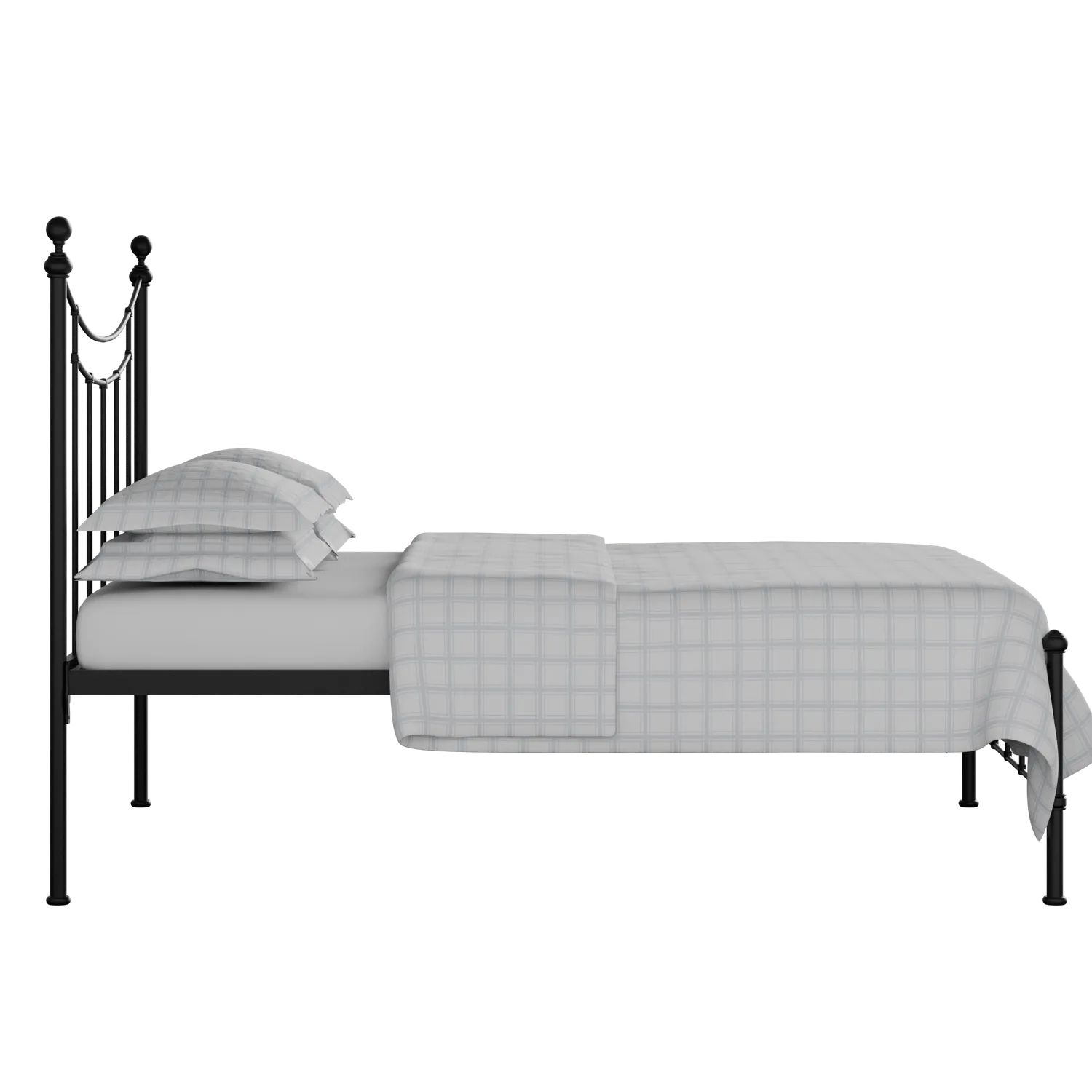 Isabelle iron/metal bed in black with Juno mattress