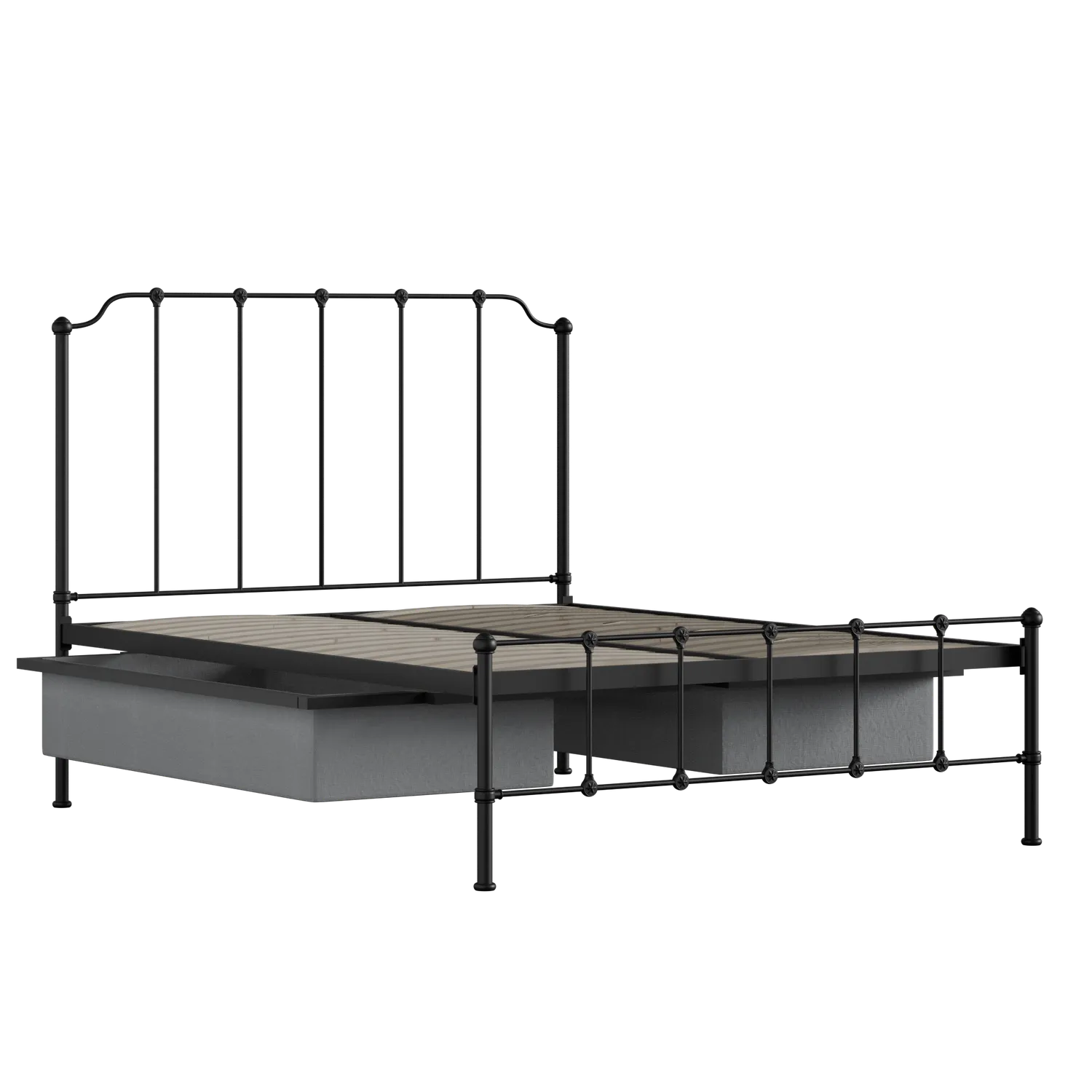 Julia iron/metal bed in black with drawers